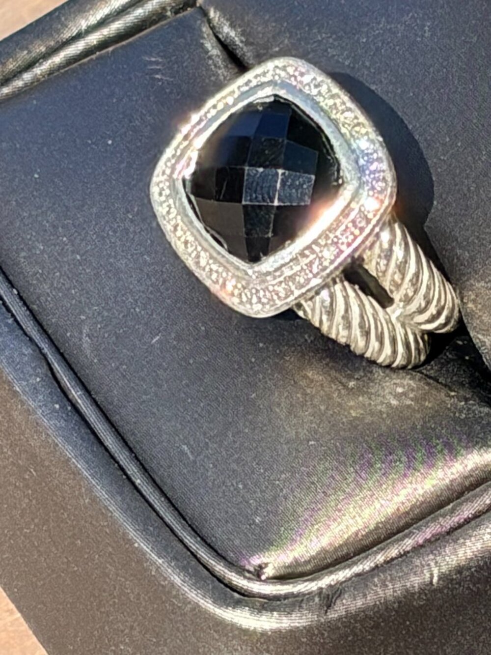 Stunning David Yurman Women’s Black Onyx & Pave Diamond Ring